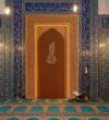 Three-Panel LED Wooden Mosque Mihrab – Model WMH-0042 – wooden mosque mihrab detail view 2
