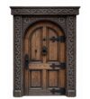 Walnut Single-Leaf Wooden Mosque Door – Model WDR-0014 – custom handcrafted kundekari mosque door