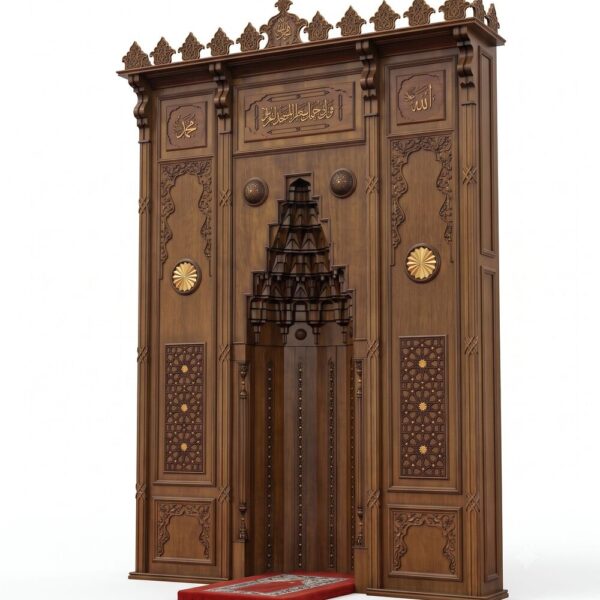 Classic Selçuk Motif Altar Design – custom wooden mosque mihrab