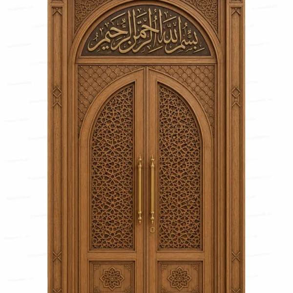 Carved Islamic Calligraphy Mosque Door – Model DOR-260816-004 front product view
