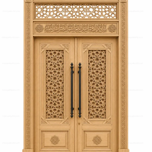 Contemporary Islamic Calligraphy Mosque Door – Model DOR-260816-011 front product view