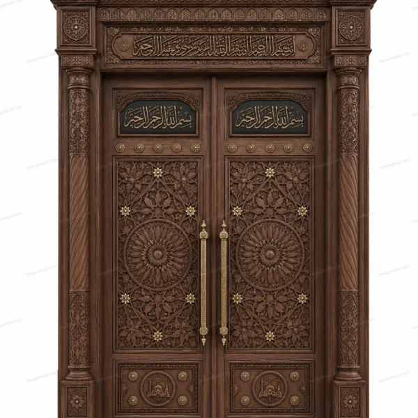 Contemporary Islamic Calligraphy Mosque Door – Model DOR-260816-019 front product view