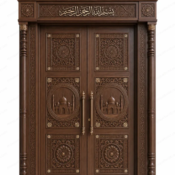 Contemporary Islamic Calligraphy Mosque Door – Model DOR-260816-027 front product view