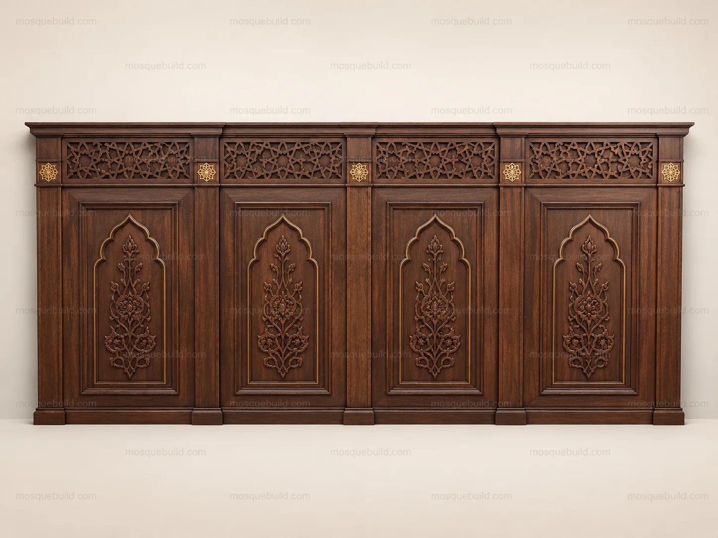 Decorative Wooden Mosque Wall Cladding & Separator – Model WCL-260816-005 – Main Decorative Wooden Mosque Wall Cladding & Separator – Model WCL-260816-005 front product view