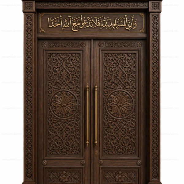 Geometric Islamic Calligraphy Mosque Door – Model DOR-260816-010 front product view