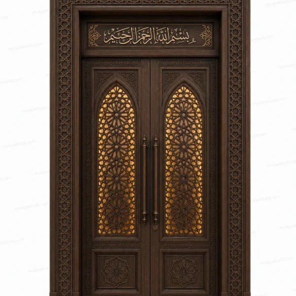 Geometric Islamic Calligraphy Mosque Door – Model DOR-260816-018 front product view