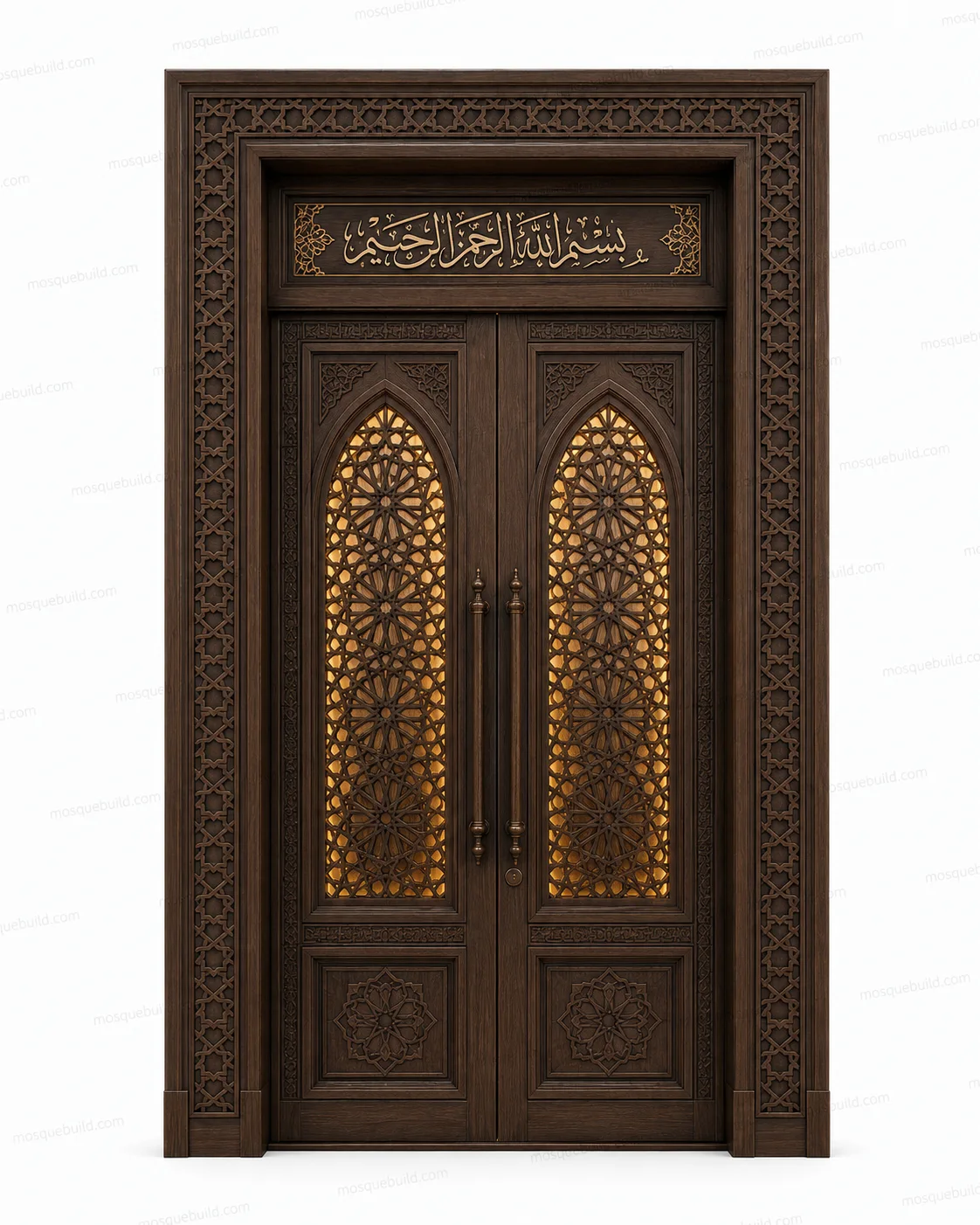 Geometric Islamic Calligraphy Mosque Door – Model DOR-260816-018 – Main Geometric Islamic Calligraphy Mosque Door – Model DOR-260816-018 front product view