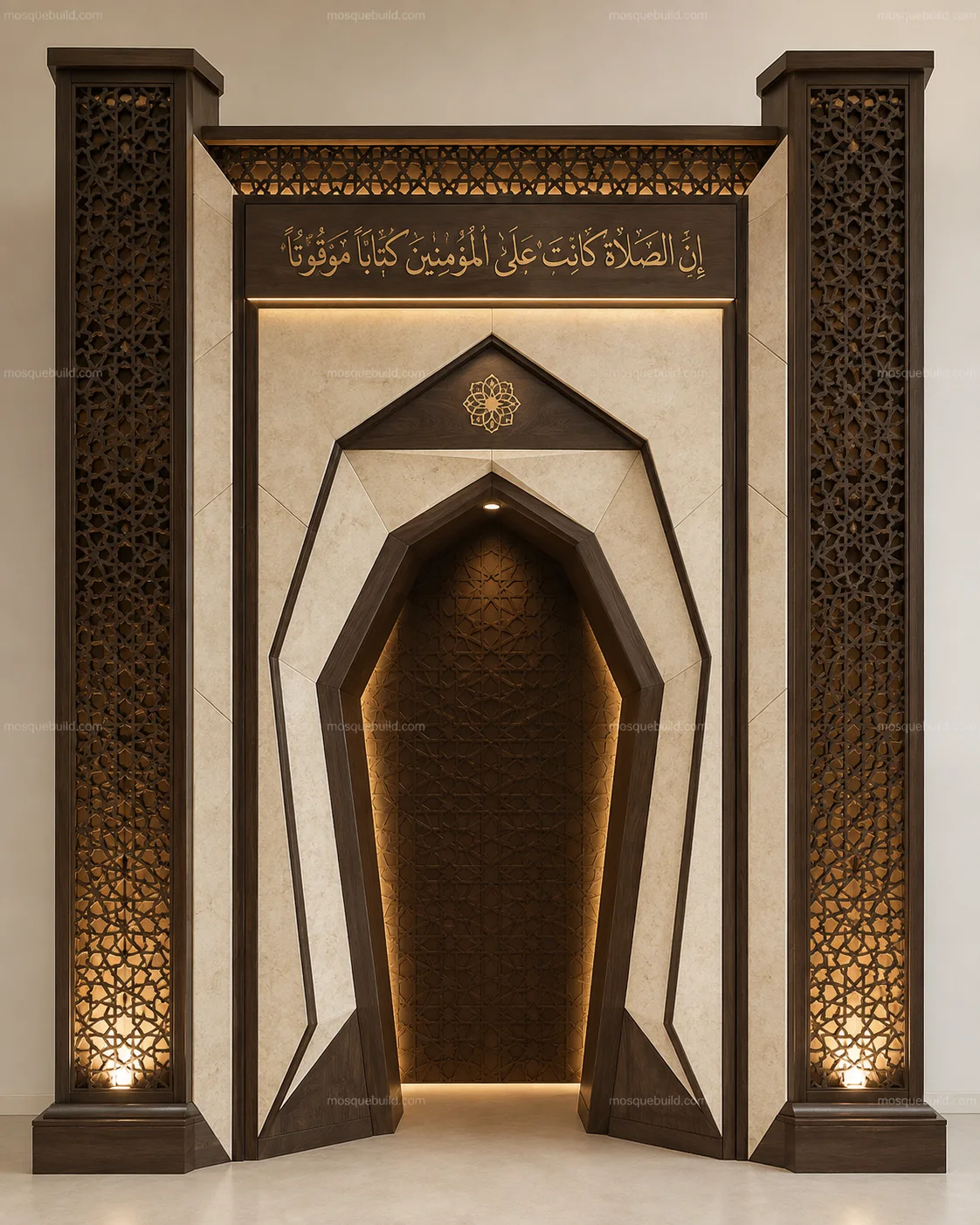 Geometric Modern Mosque Mihrab – Model MIH-260816-018 – Main Geometric Modern Mosque Mihrab – Model MIH-260816-018 front product view
