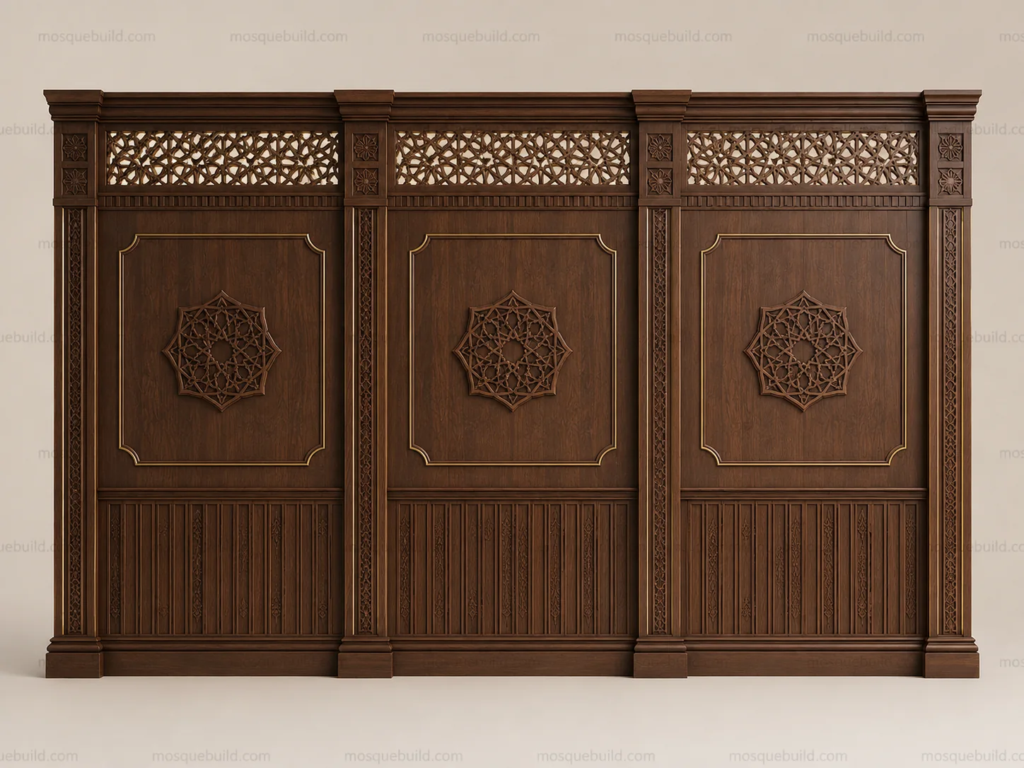 Geometric Wooden Mosque Wall Cladding & Separator – Model WCL-260816-003 – Main Geometric Wooden Mosque Wall Cladding & Separator – Model WCL-260816-003 front product view