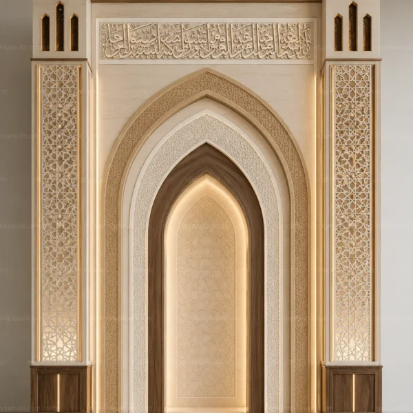 Layered Modern Mosque Mihrab – Model MIH-260816-011 front product view