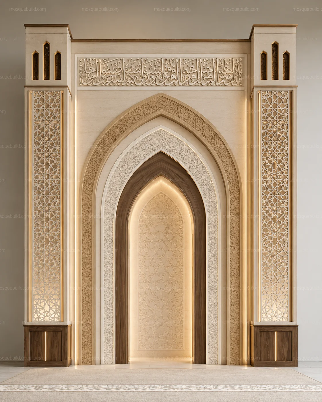 Layered Modern Mosque Mihrab – Model MIH-260816-011 – Main Layered Modern Mosque Mihrab – Model MIH-260816-011 front product view
