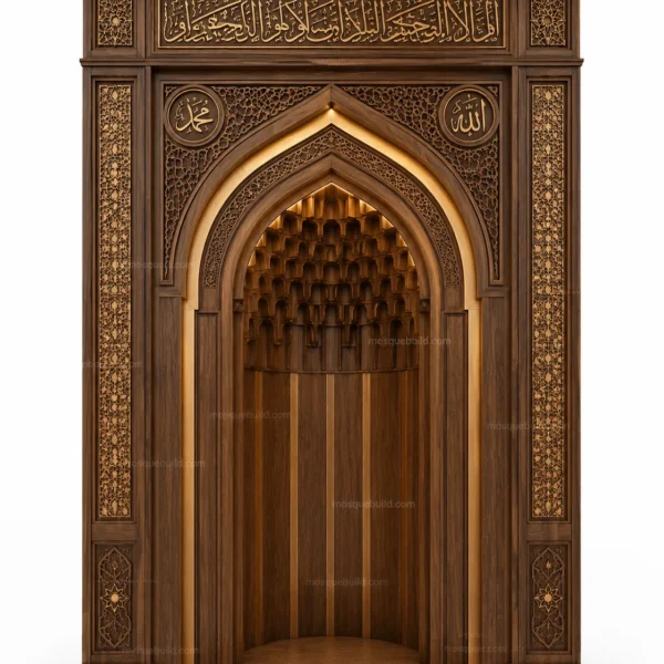 Layered Modern Mosque Mihrab – Model MIH-260816-035 front product view