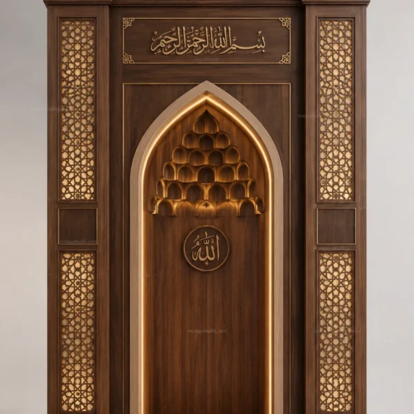 Layered Modern Mosque Mihrab – Model MIH-260816-043 front product view