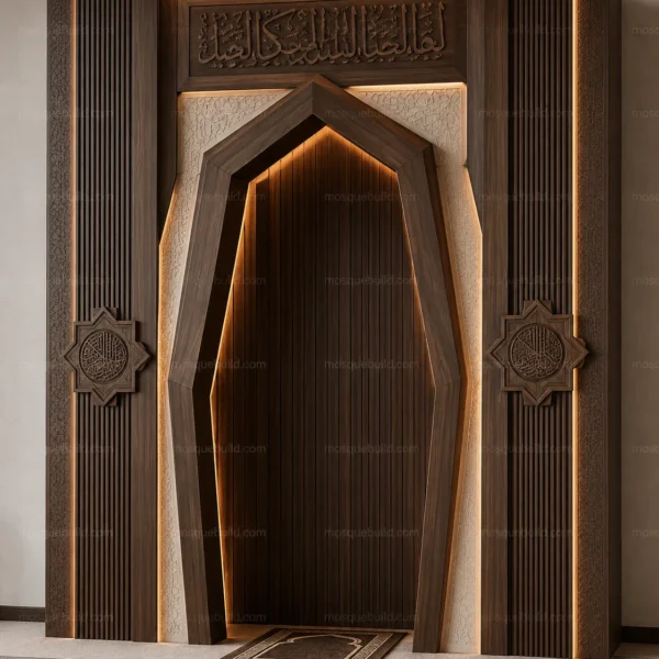 Linear Modern Mosque Mihrab – Model MIH-260816-014 front product view