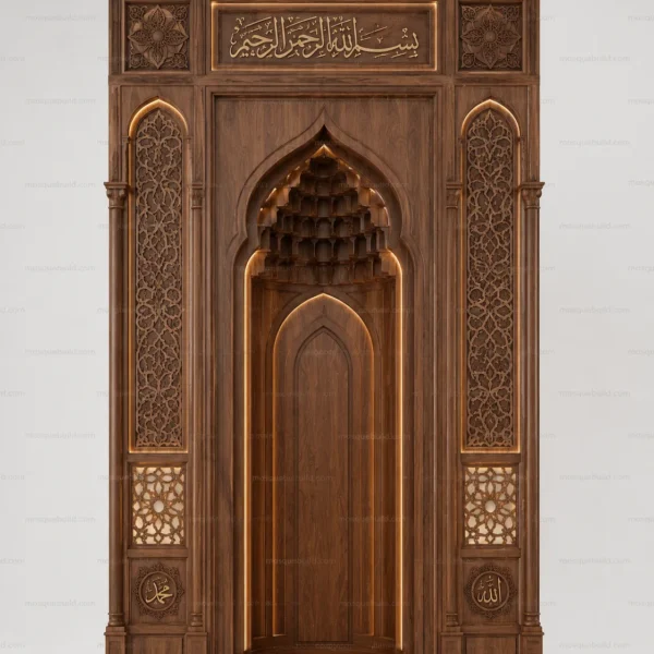Linear Modern Mosque Mihrab – Model MIH-260816-030 front product view