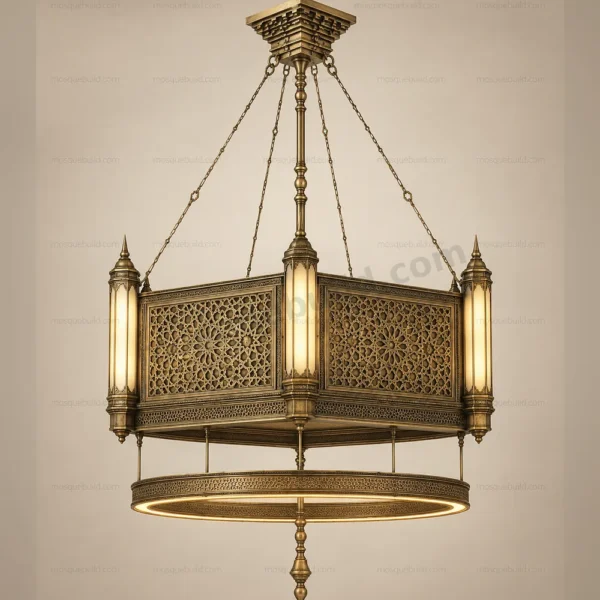 Geometric Square Mosque Chandelier front product view