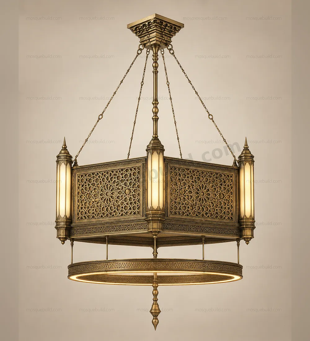 Geometric Square Mosque Chandelier front product view