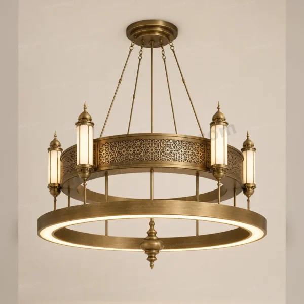 Ornamental Double-Ring Mosque Chandelier front product view
