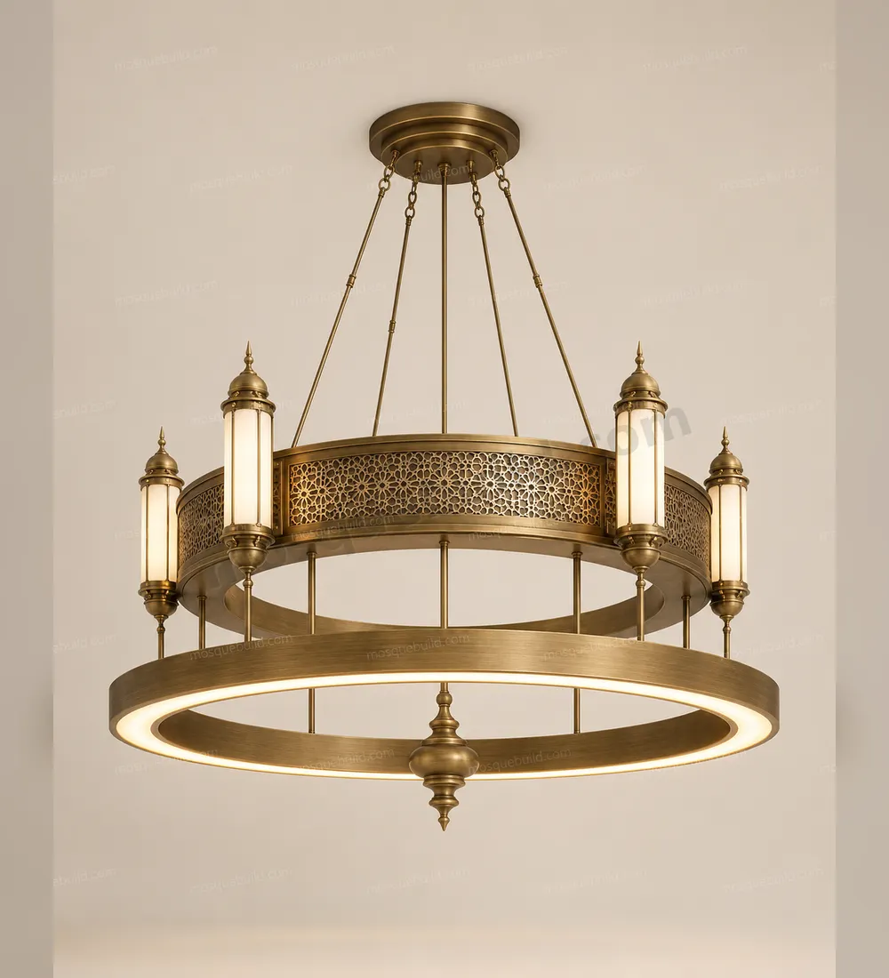 Ornamental Double-Ring Mosque Chandelier front product view