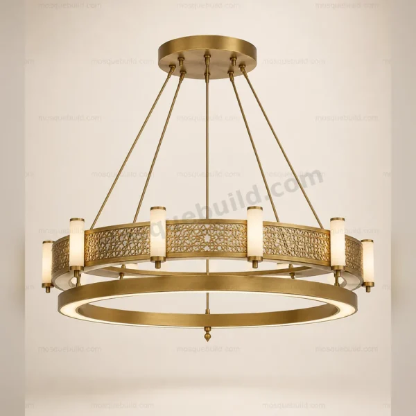 Minimal Brass Mosque Chandelier front product view