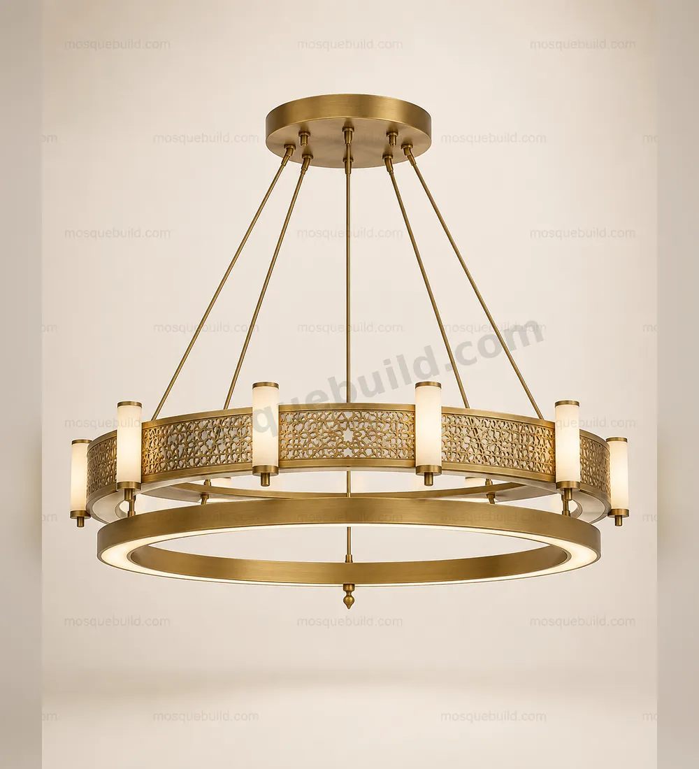 Minimal Brass Mosque Chandelier front product view