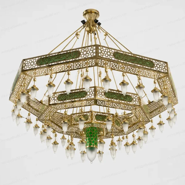 Octagonal Calligraphy Mosque Chandelier front product view