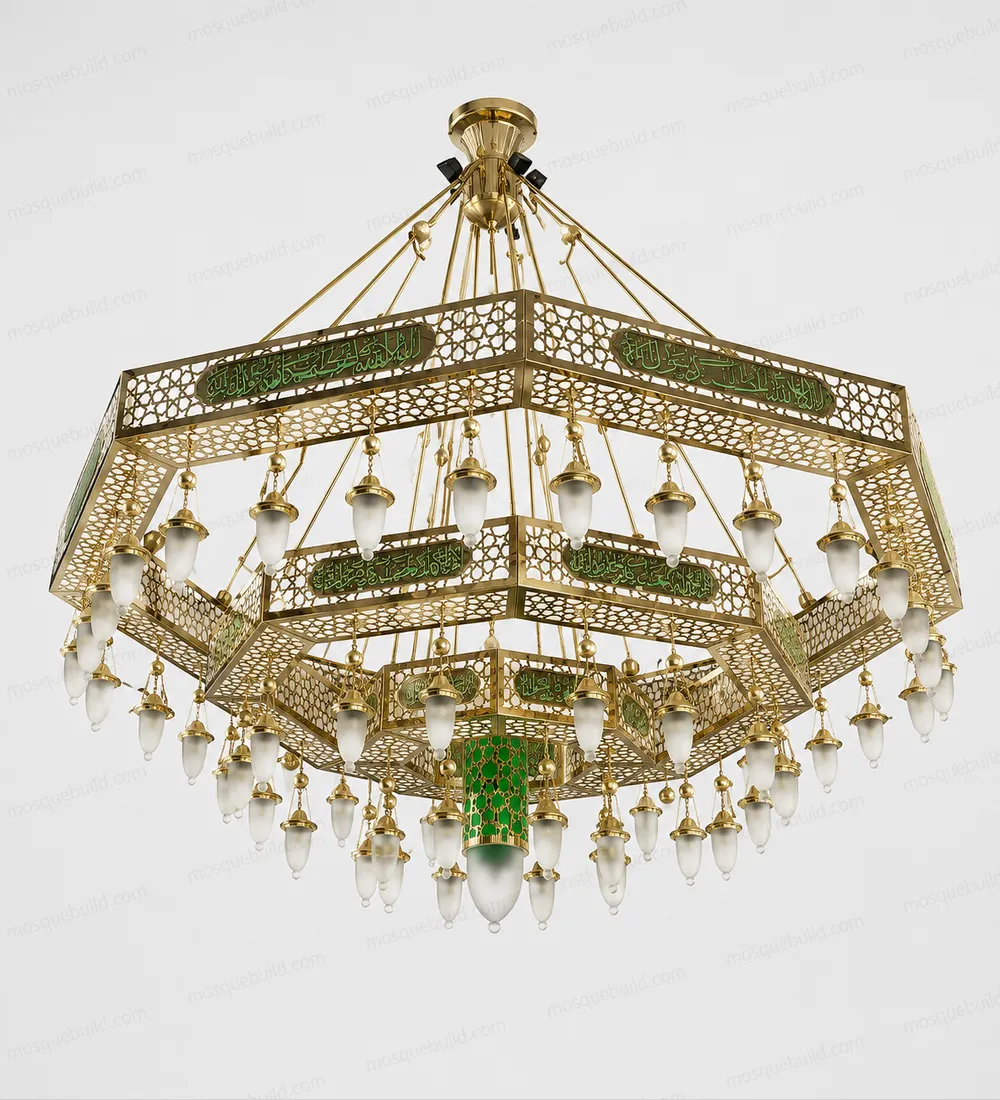 Octagonal Calligraphy Mosque Chandelier front product view