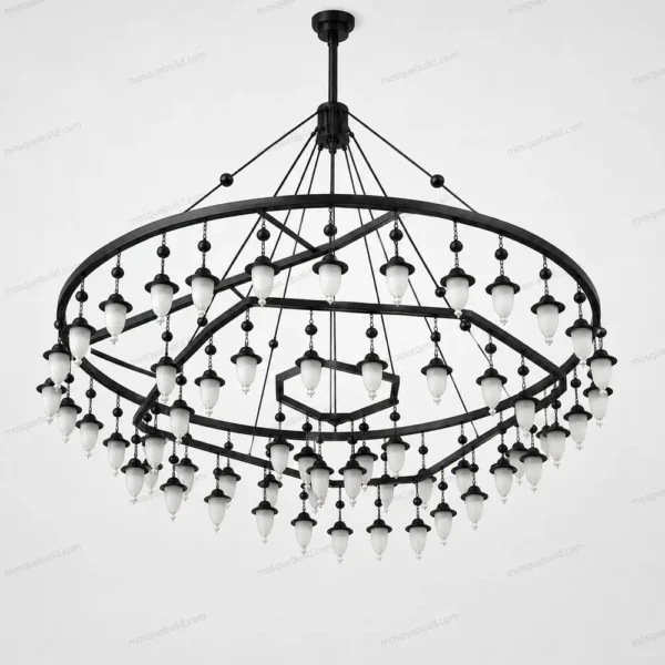 Black Four-Tier Mosque Chandelier front product view