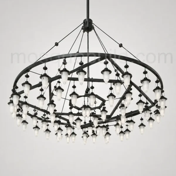 Black Five-Tier Mosque Chandelier front product view