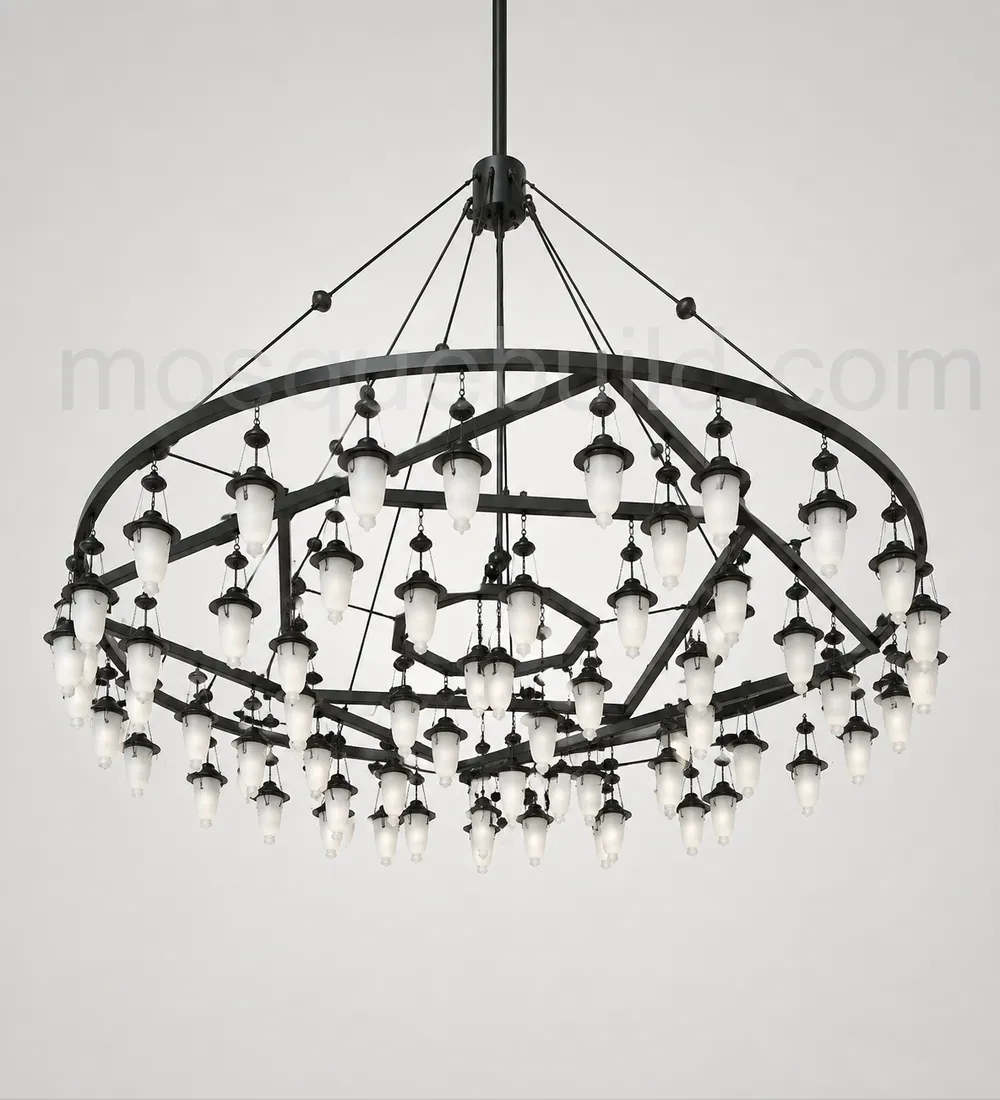 Black Five-Tier Mosque Chandelier front product view