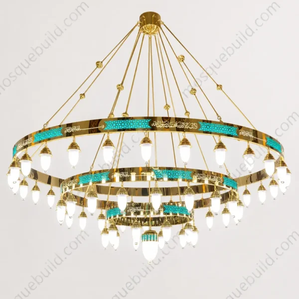 Turquoise Calligraphy Mosque Chandelier front product view