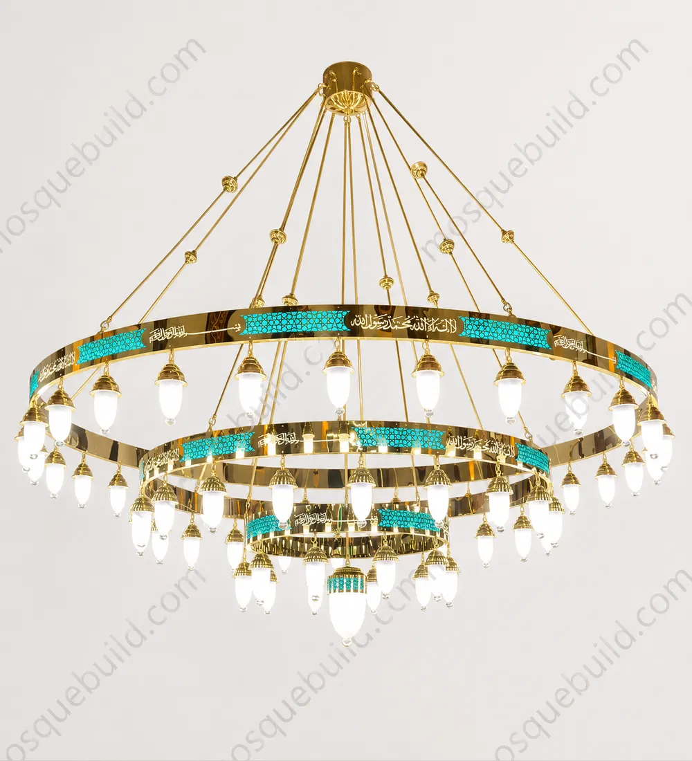 Turquoise Calligraphy Mosque Chandelier front product view