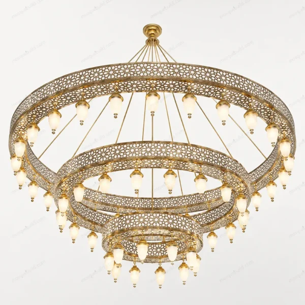 Gold Four-Ring Mosque Chandelier front product view