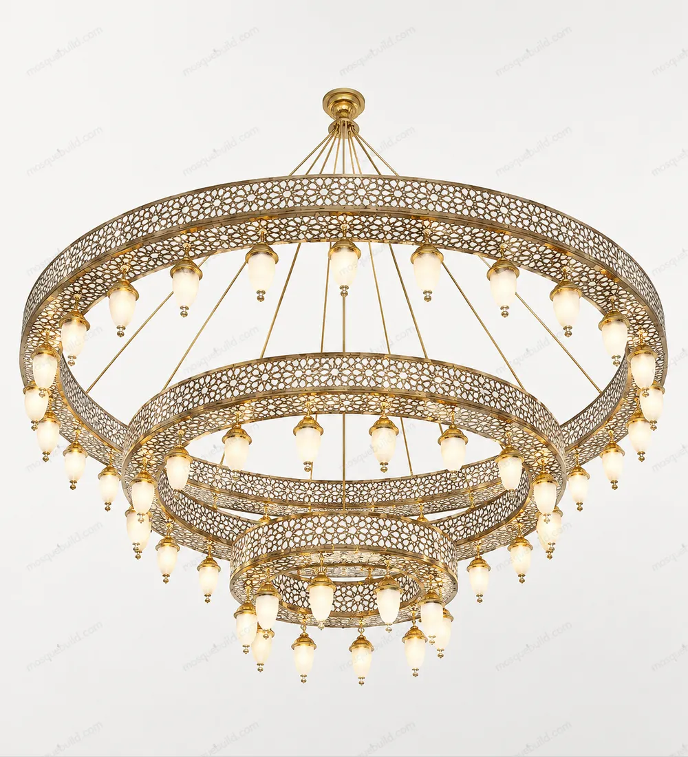 Gold Four-Ring Mosque Chandelier front product view
