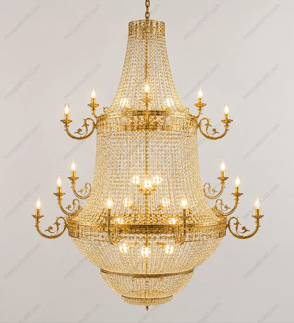 Grand Basket Crystal Mosque Chandelier front product view