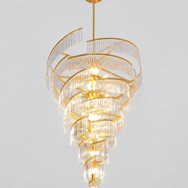 Spiral Crystal LED Mosque Chandelier front product view