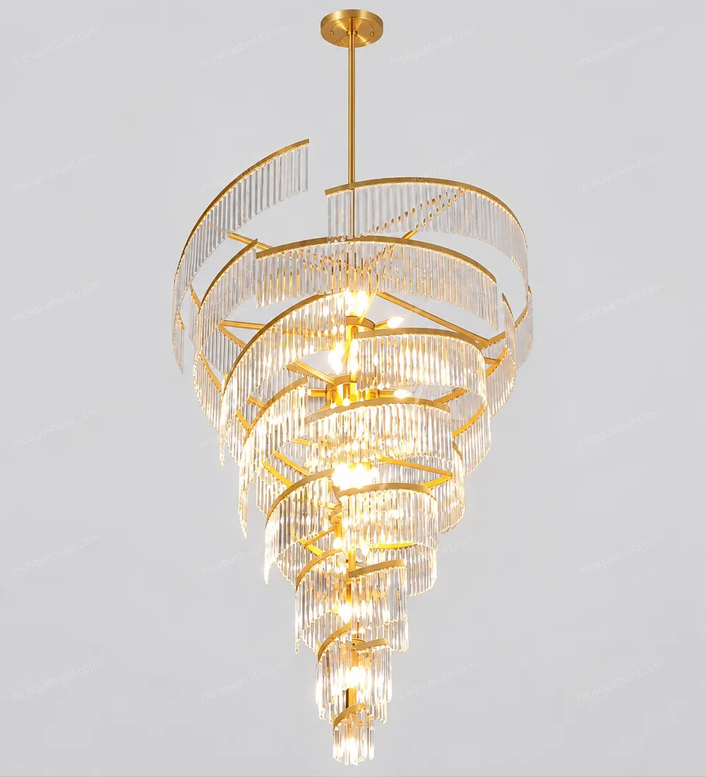 Spiral Crystal LED Mosque Chandelier front product view