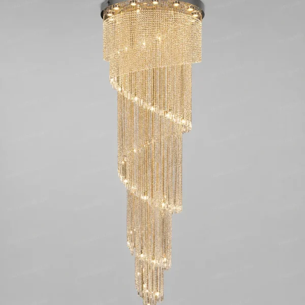 Spiral Cascade Crystal Chandelier front product view