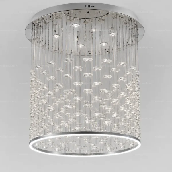 Cylindrical Bubble Crystal Chandelier front product view