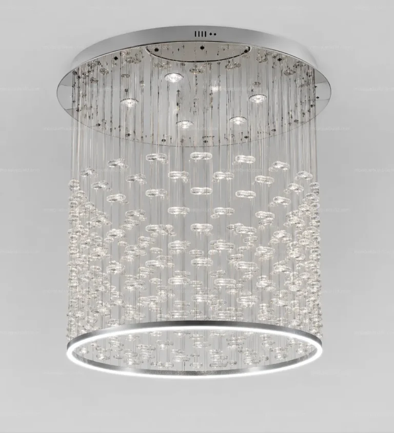 Cylindrical Bubble Crystal Chandelier front product view