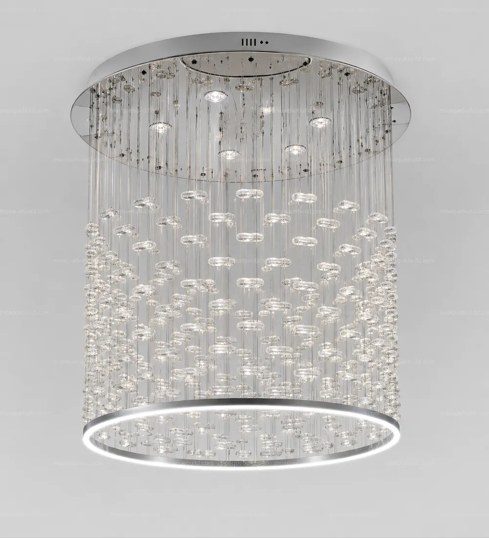 Cylindrical Bubble Crystal Chandelier front product view