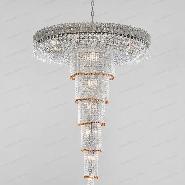 Tiered Crystal Cascade Mosque Chandelier front product view