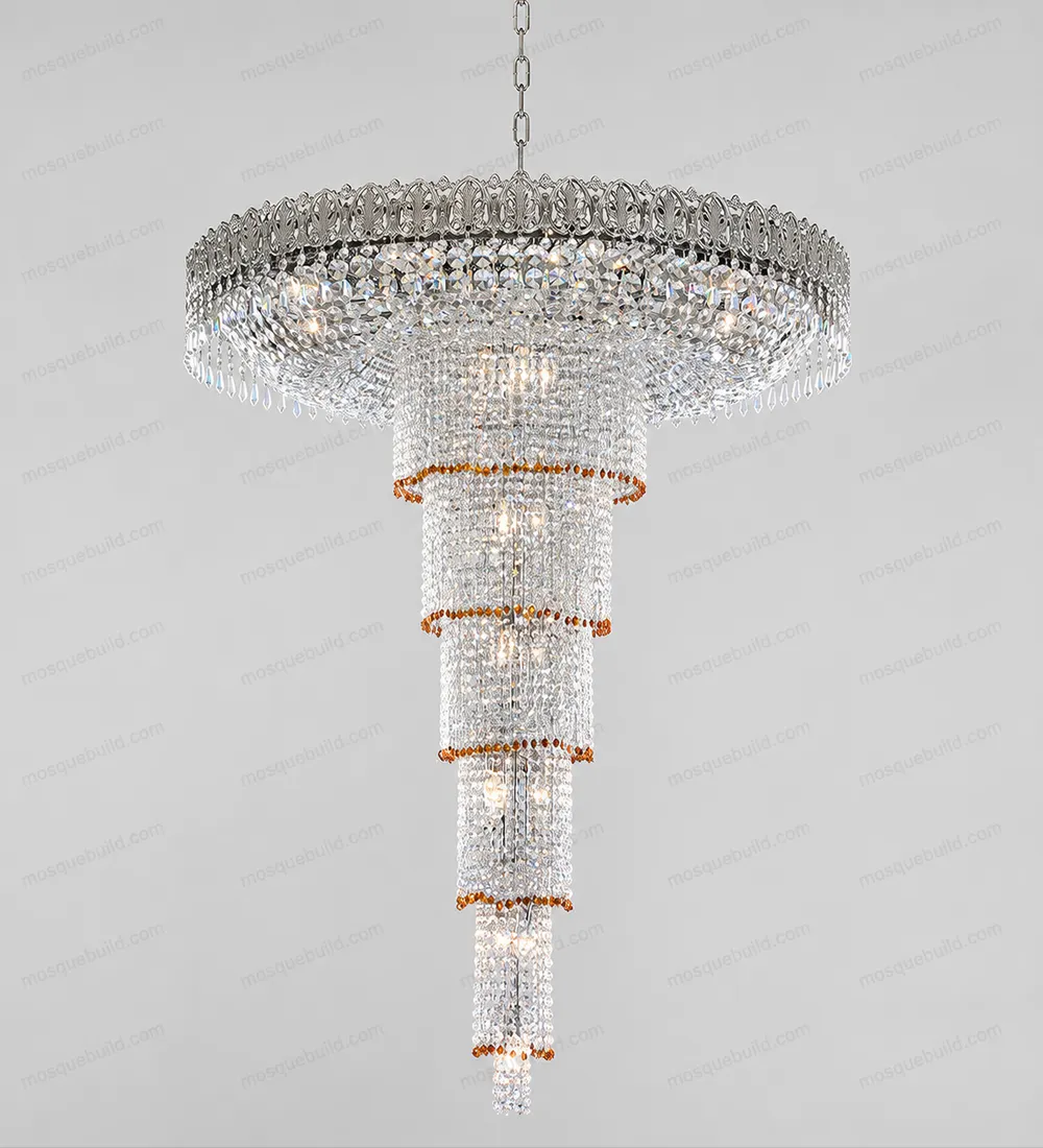 Tiered Crystal Cascade Mosque Chandelier front product view