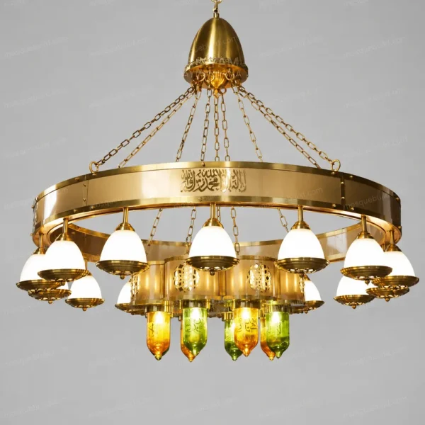 Ottoman Amber Glass Mosque Chandelier front product view