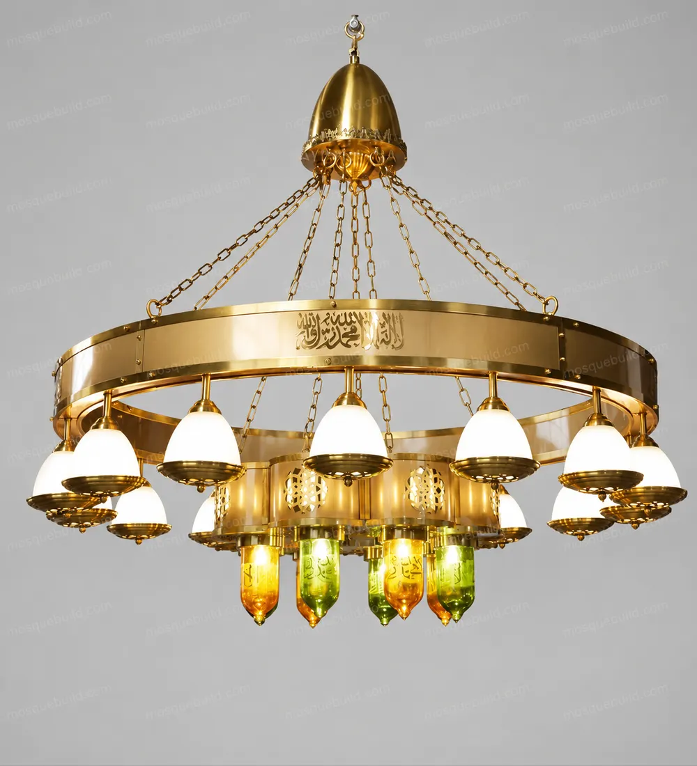 Ottoman Amber Glass Mosque Chandelier front product view