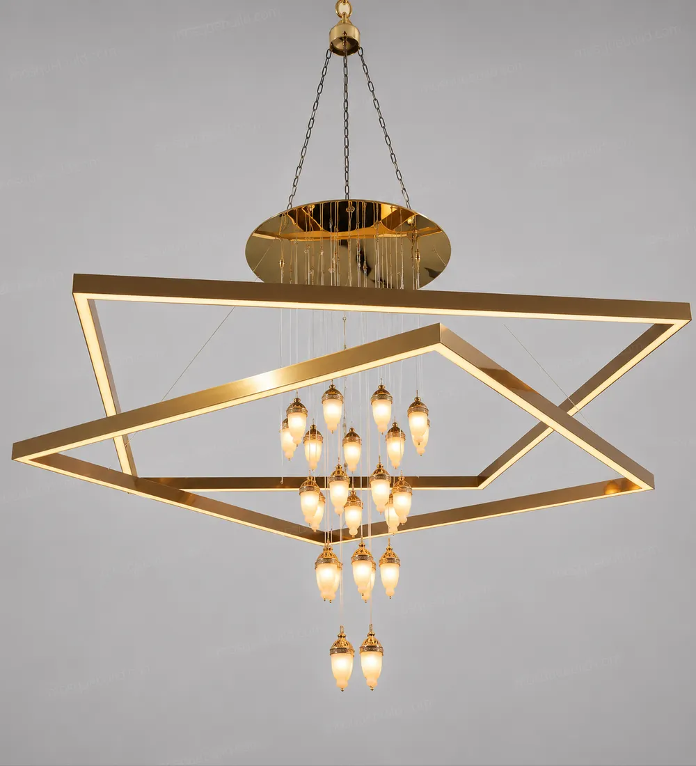 Modern Geometric LED Mosque Chandelier front product view