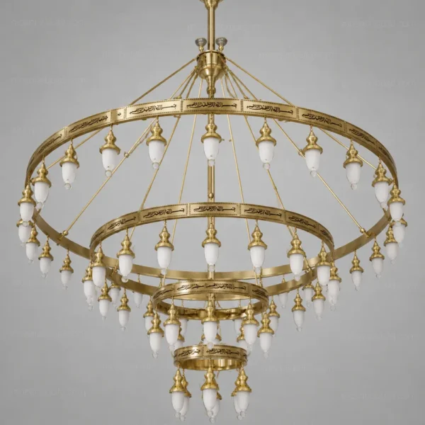 Four-Ring Ottoman Mosque Chandelier front product view