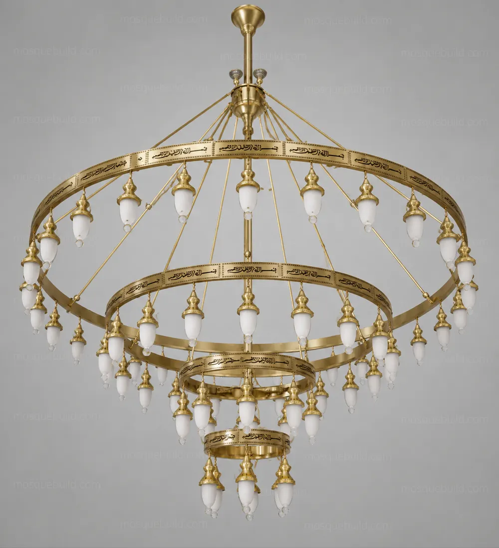 Four-Ring Ottoman Mosque Chandelier front product view