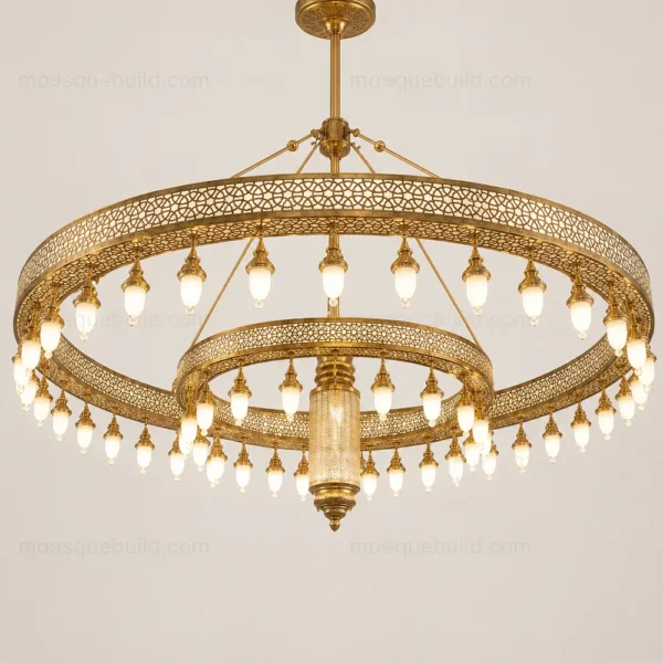 Double-Ring Ottoman Mosque Chandelier front product view