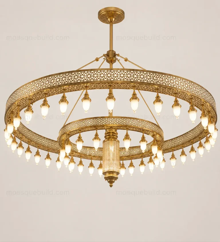 Double-Ring Ottoman Mosque Chandelier front product view